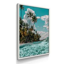 Quadro Único Praia Tropical Relaxante 55x40 Com Moldura
