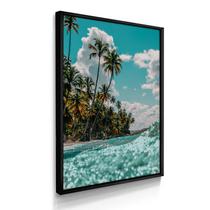Quadro Único Praia Tropical Relaxante 55x40 Com Moldura