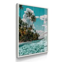 Quadro Único Praia Tropical Relaxante 55x40 Com Vidros