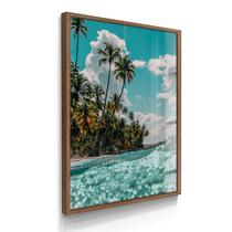Quadro Único Praia Tropical Relaxante 55x40 Com Vidros