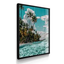 Quadro Único Praia Tropical Relaxante 55x40 Com Vidros