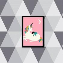 Quadro Unicórnio Lua 45x34cm - com vidro
