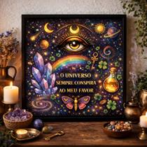 Quadro Universo Conspira Meu Favor 33x33cm Mold Preta