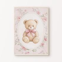 Quadro Ursinha Ursa Rosa Flores Rosa Quarto Menina Bebê Maternidade Quadro Ursinha Ursa Rosa Flores Rosa Quarto Menina Bebê Maternidade