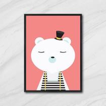 Quadro Ursinho De Circo 33X24Cm - Com Vidro Moldura Preta