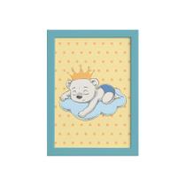 Quadro Ursinho Príncipe na Nuvem Moldura Azul 22x32cm Quadro Ursinho Príncipe na Nuvem Moldura Azul 22x32cm