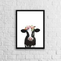 Quadro Vaca Flores 24x18cm