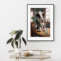 Quadro Vaca Tomando Café - 60X48Cm Quadro Vaca Tomando Café - 60X48Cm