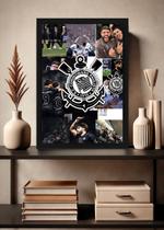 Quadro Vai Corinthians! com Vidro e Moldura Preta Tam:A4