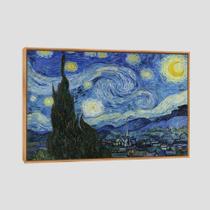 Quadro Van Gogh A Noite Estrelada Tela Moldura Bege 120X80Cm