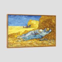 Quadro Van Gogh A Sesta Depois De Millet Tela Moldura Bege 45X30Cm