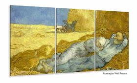 Quadro Van Gogh A Sesta Do Meio Dia Decorativo Sala 3 peças 120x60