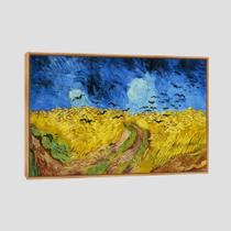 Quadro Van Gogh Campo De Trigo Com Corvos Tela Moldura Bege 45X30Cm
