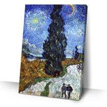 Quadro Van Gogh Estrada Com Cipestre E Estrela 40x60 Canvas