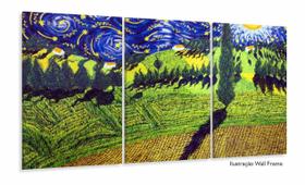 Quadro Van Gogh Girassóis no Campo Decorativo Sala 120x60 em tecido 3 peças