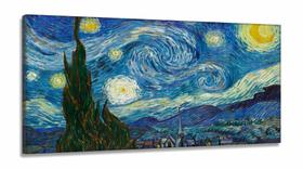 Quadro Van Gogh Noite Estrelada Decorativo Para Sala em Tecido Canvas 130x60