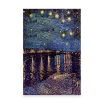 Quadro Van Gogh Noite Estrelada Sobre O Ródano Releitura Decorativa Canvas Grande - Bimper