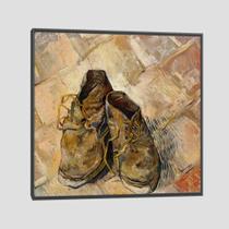 Quadro Van Gogh Shoes Tela Moldura Preta 60X60Cm