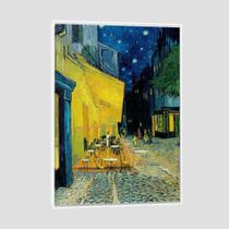 Quadro Van Gogh Terraço Do Café À Noite Tela Moldura Branca 120X80Cm