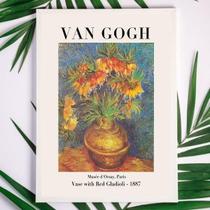 Quadro Van Gogh Vaso de Flores 33x24cm Moldura Branca