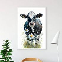 Quadro Vaquinha Floral - Aquarela 45X34Cm Quadro Vaquinha Floral - Aquarela 45X34Cm