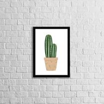 Quadro Vaso De Cactos 45X34Cm - Com Vidro Moldura Preta