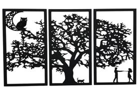 Quadro vazado Árvore com luar MDF decoração