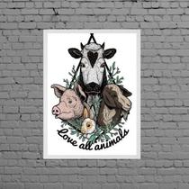 Quadro Vegetariano Love All Animals 33X24Cm - Com Vidro Quadro Vegetariano Love All Animals 33X24Cm - Com Vidro