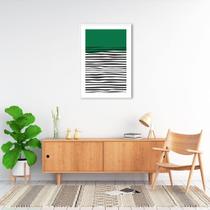 Quadro Verde Linhas Abstratas 43x30 Filete Branco