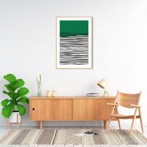 Quadro Verde Linhas Abstratas 43x30 Filete Marfim