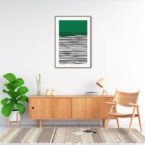 Quadro Verde Linhas Abstratas 43x30 Filete Marrom Moldura Filete, Marrom Cafe