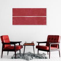 Quadro Vermelho Linha Minimalista 60x30 Filete Branco Moldura Filete, Branca