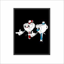 Quadro Vertical Cuphead e Mugman com Moldura 30x40cm