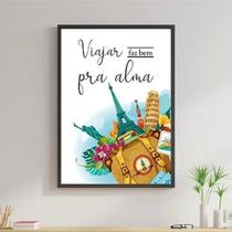 Quadro Viajar F Bem Pra Alma 45X34Cm - Com Vidro - Branca