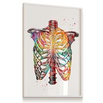 Quadro Vidro 43x63 Esqueleto Tórax Medicina Anatomia Clínica Fisioterapia