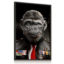 Quadro Vidro Macaco Monkey Exército Terno 43x63 Sala Escritório