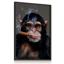 Quadro Vidro Macaco Monkey Mafioso 43x63 Sala Escritório