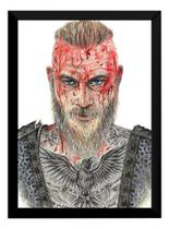 Quadro Vikings Ragnar Lothbrok Tattoo Studio Arte Moldurada