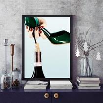 Quadro Vinho - Sapato Salto Saca Rolha 24X18Cm - Com Vidro