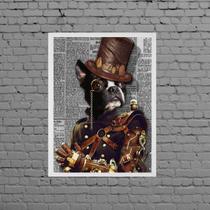 Quadro Vintage Boston Terrier 24x18cm - com vidro