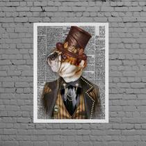 Quadro Vintage Bulldog Inglês 45x34cm - com vidro