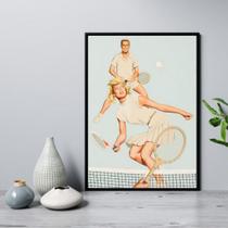 Quadro Vintage Casal Jogando Tênis 45x34cm - com vidro Quadro Vintage Casal Jogando Tênis 45x34cm - com vidro