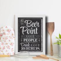 Quadro Vintage Cerveja Beer Point 22x32cm Moldura Branca