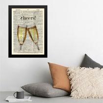 Quadro Vintage Champagne - Taças 33x24cm - com vidro Quadro Vintage Champagne - Taças 33x24cm - com vidro