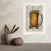 Quadro Vintage Copo De Chopp 24X18Cm - Com Vidro