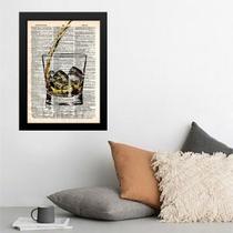 Quadro Vintage Copo De Whisky 33x24cm Quadro Vintage Copo De Whisky 33x24cm