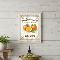 Quadro Vintage Cozinha Laranjas 45x34cm Mold Preta Vidro