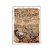 Quadro Vintage Galinhas Country 33X24Cm Com Vidro - Preta