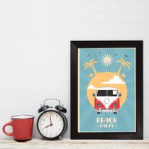 Quadro Vintage Kombi Verão 22x32cm Moldura Preta