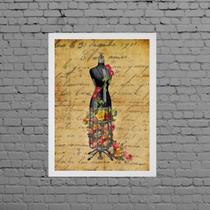 Quadro Vintage Manequim Costura 45x34cm - com vidro Quadro Vintage Manequim Costura 45x34cm - com vidro